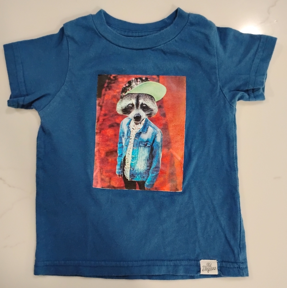 Kid Dangerous Blue Short Sleeve Tee with Artistic Print Size 18-24mo